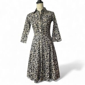 Vintage Samantha Sung Black and Tan Patterned dress - size 4 - LIKE NEW!